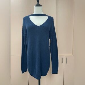 Vince Camuto Royal Wave Textured Choker Sweater Size Small